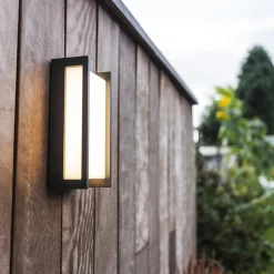 Rechthoekige LED buitenlamp donker grijs IP54