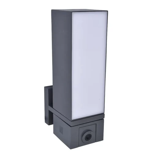 Rechthoekige LED buitenlamp met camera en bewegingssensor