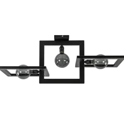 Rechthoekige plafondlamp triple square mat zwart