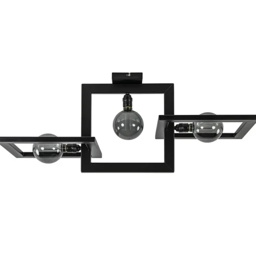 Rechthoekige plafondlamp triple square mat zwart