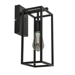 Rechthoekige wandlamp mat zwart frame