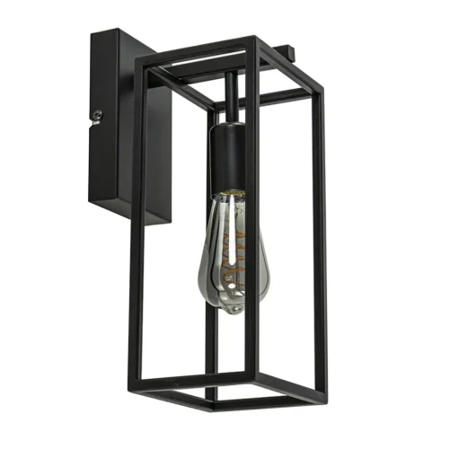 Rechthoekige wandlamp mat zwart frame
