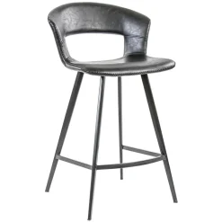 Retro barkruk zwart met imitatieleer