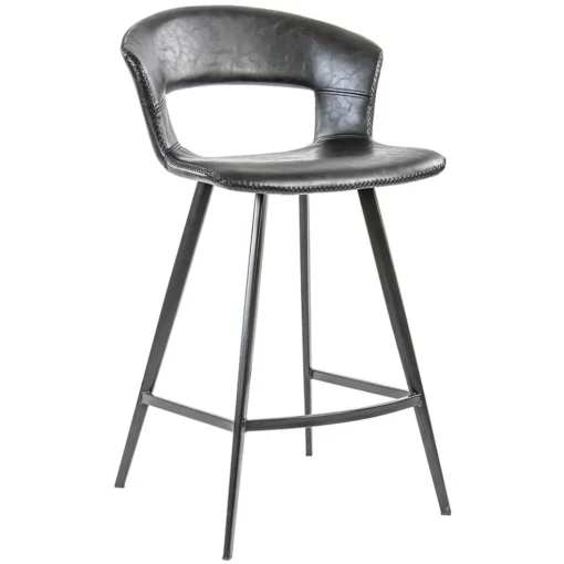 Retro barkruk zwart met imitatieleer