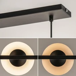 Retro eettafel hanglamp zwart met witte glazen bollen