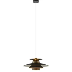 Retro hanglamp zwart met koper 50 cm