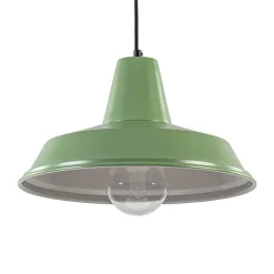 Retro metalen hanglamp groen met wit