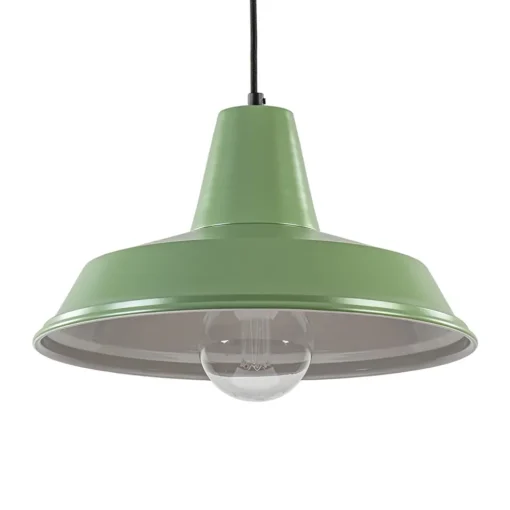 Retro metalen hanglamp groen met wit