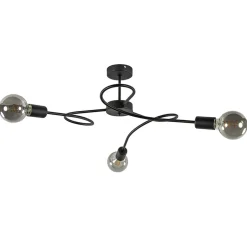 Retro plafondlamp pendel mat zwart 3-lichts