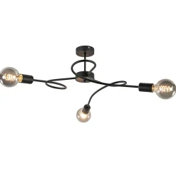 Retro plafondlamp pendel mat zwart 3-lichts