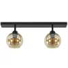 Retro plafondlamp zwart met amber glas verstelbaar
