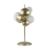 Retro tafellamp goud met wit glas