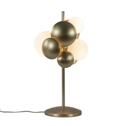 Retro tafellamp goud met wit glas