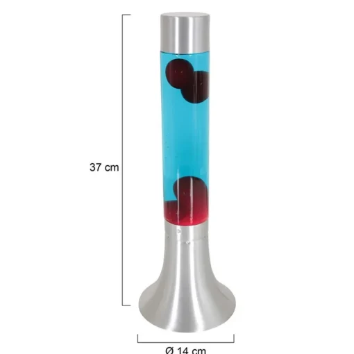 Retro tafellamp lava blauw met rood