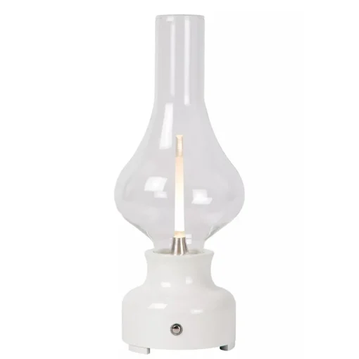 Retro tafellamp olielamp op batterij wit