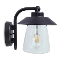 Robuuste buitenlamp wand zwart met roest en glas