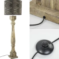 Robuuste lampvoet Robbia hout exclusief kap