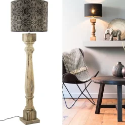 Robuuste lampvoet Robbia hout exclusief kap