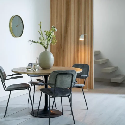 Ronde eettafel acacia hout met zwarte poot Bicoca