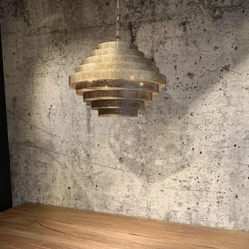 Ronde hanglamp metaal oud zilver 55 cm