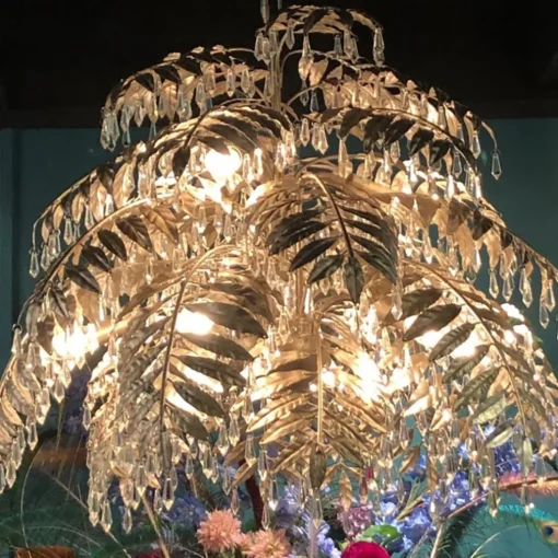 Ronde hanglamp palm ambachtelijk zilver