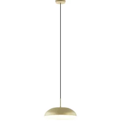 Ronde koepel hanglamp goud met witte kap