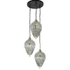 Ronde 3-lichts hanglamp Charlene nikkel/kristal