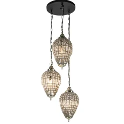 Ronde 3-lichts hanglamp Charlene nikkel/kristal