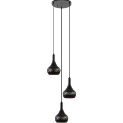 Ronde 3-lichts hanglamp mat zwart met goud