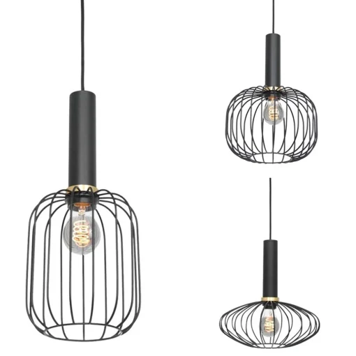 Ronde 3-lichts hanglamp met draadkappen divers