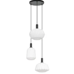 Ronde 3-lichts hanglamp met opaal witte glazen