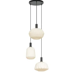 Ronde 3-lichts hanglamp met opaal witte glazen