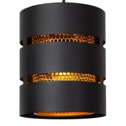Ronde 3-lichts hanglamp zwart met goud