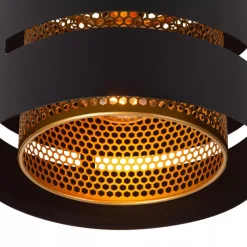 Ronde plafondlamp zwart metaal met goud