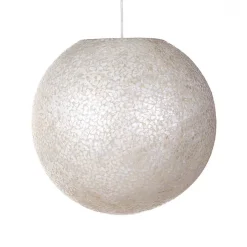 Ronde schelpen hanglamp wit/parelmoer 50 cm