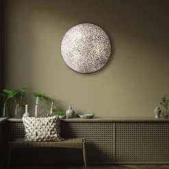 Ronde schelpen wandlamp wit/parelmoer 60 cm