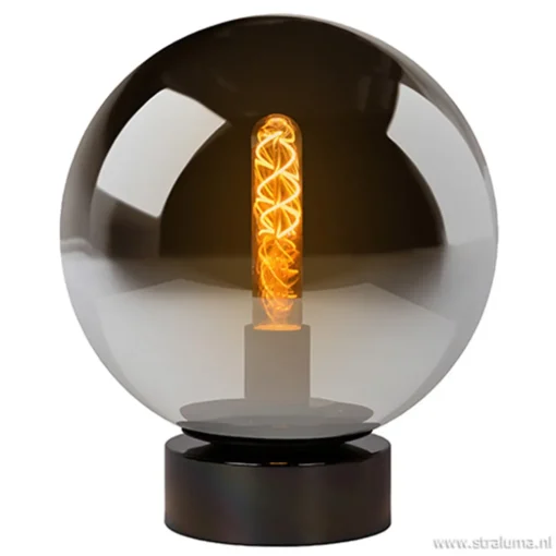 Ronde tafellamp smokey glas