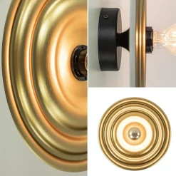 Ronde wand/plafondlamp gouden schaal