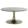 Salontafel Rickerd groen marmer met antiek bronzen poot