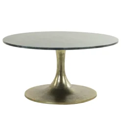 Salontafel Rickerd groen marmer met antiek bronzen poot