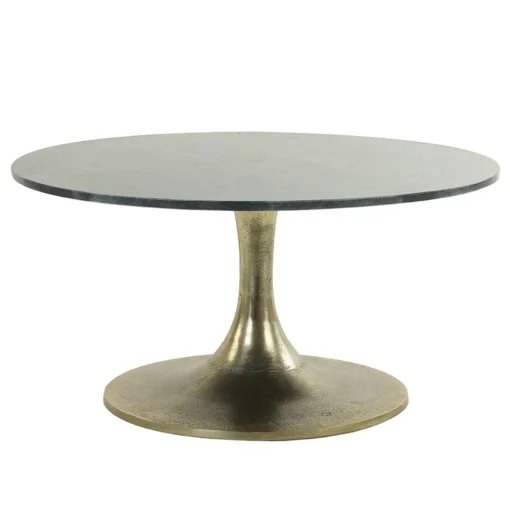 Salontafel Rickerd groen marmer met antiek bronzen poot