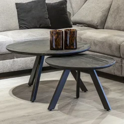 Salontafel rond hout zwart 80 cm