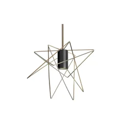 Samengestelde 5-lichts hanglamp met diverse kappen zwart/goud