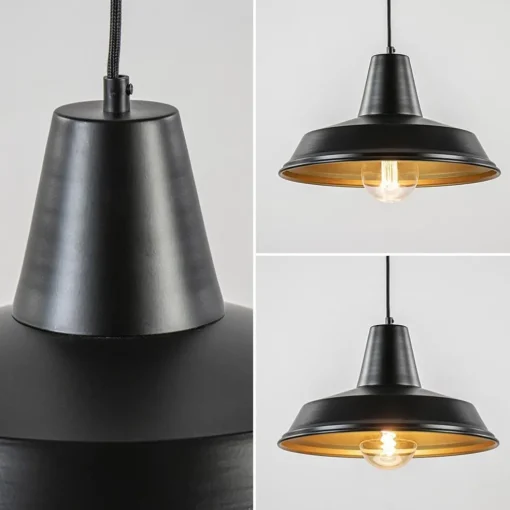 Scandinavische hanglamp zwart met goud 36 cm