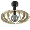 Scandinavische plafondlamp mat zwart met houten kap