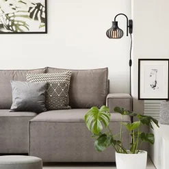 Scandinavische wandlamp mat zwart met snoer