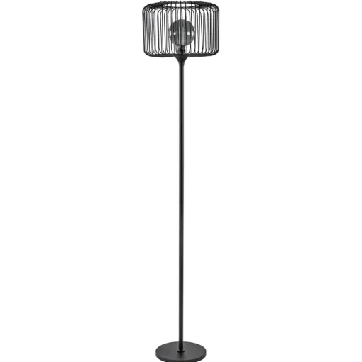 Scandinavsiche vloerlamp zwart met draadkorf
