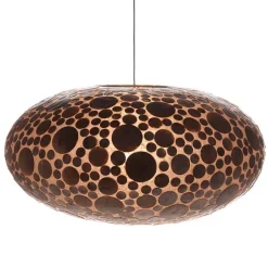 Schelpen hanglamp coin goudbruin groot