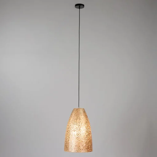 Schelpen hanglamp goud rond