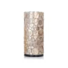 Schelpen tafellamp cilinder goud/bruin